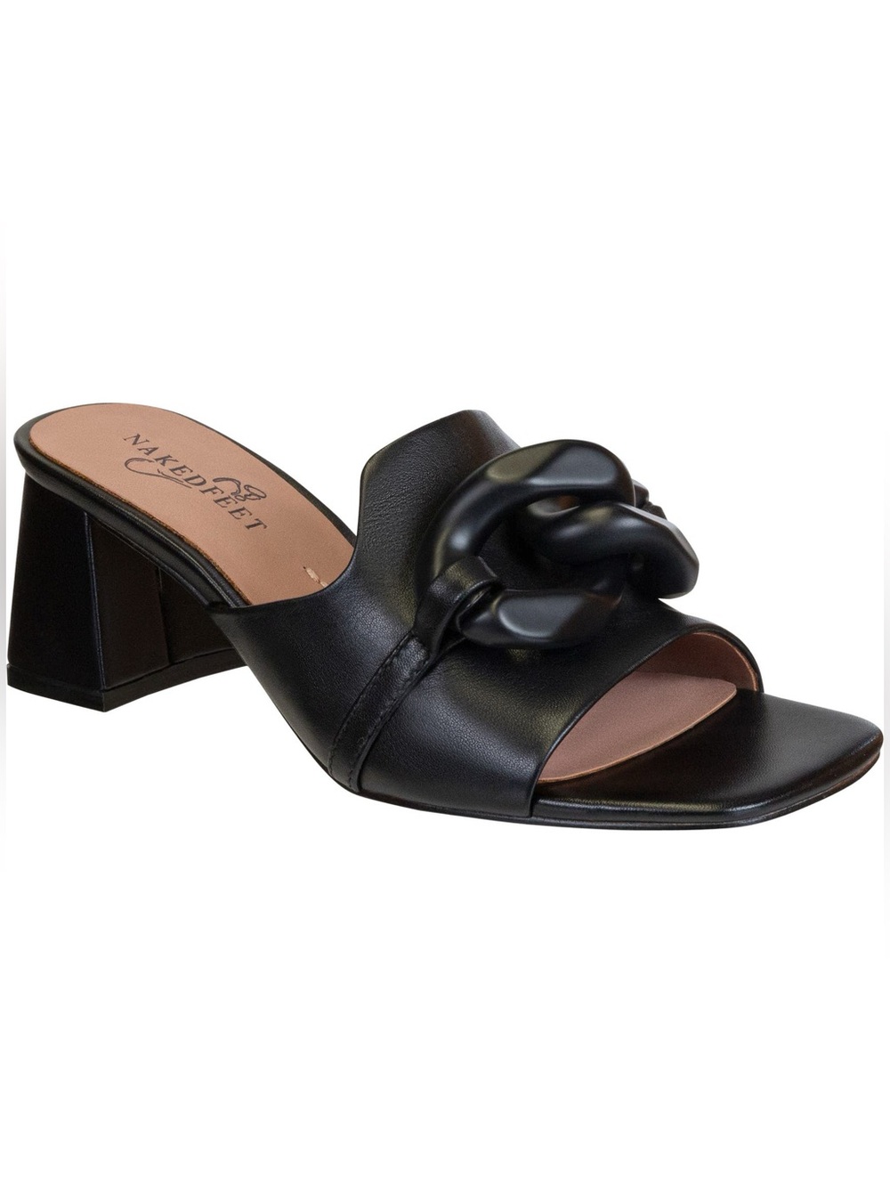 Naked Feet Coterie Block Heel Sandal in black size 7